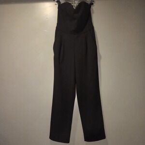 Express Strapless Jumpsuit Sweetheart Neckline, Women's Size 00 Petite, Black